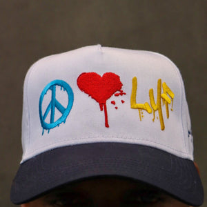 Peace Love LYF 5 Panel - White/Navy