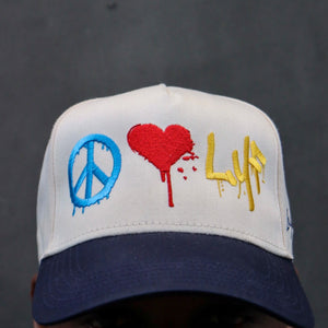 Peace Love LYF 5 Panel - Off White/Navy
