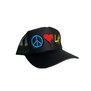 Peace Love LYF Foam Trucker Black